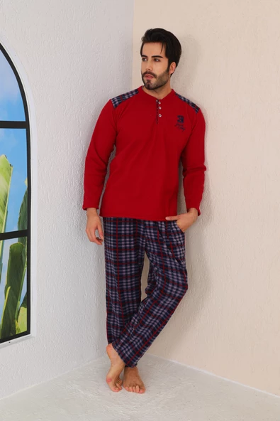 Nisanca Kışlık Erkek Polar Pijama Takımı - Sıcak Tutan Pijama - 9
