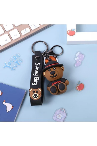 Sevimli Ayı Bear Silikon Anahtarlık Çanta Süsü Oyuncak Aksesuar - 3