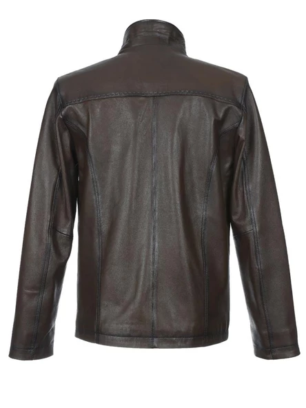 Punto Dikişli Klasik Spor Erkek Deri Mont Fındık Renk - 8