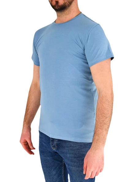 Erkek Sıfır Yaka Tişört T-904 BGL-ST01839 - Resim 10