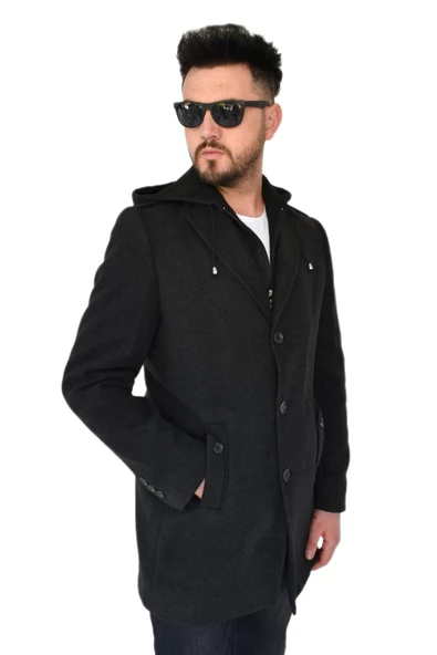 Erkek Kaşe Kapüşonlu Kaban 9150 BGL-ST01624 - 5