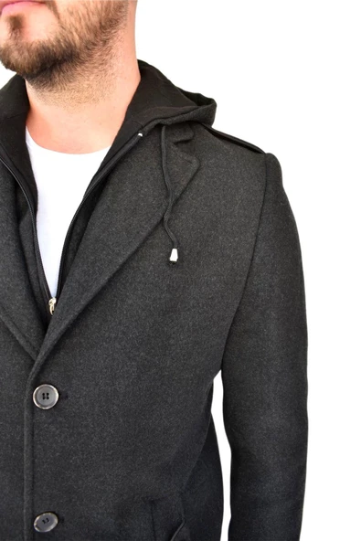 Erkek Kaşe Kapüşonlu Kaban 9150 BGL-ST01624 - 9