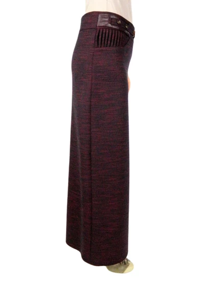 Kadın Bordo Kumaş Uzun Etek ERM157 - Resim 4