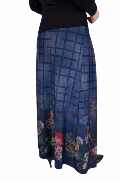 Kadın Lacivert Pileli Uzun Etek SZ16K272 - Resim 8