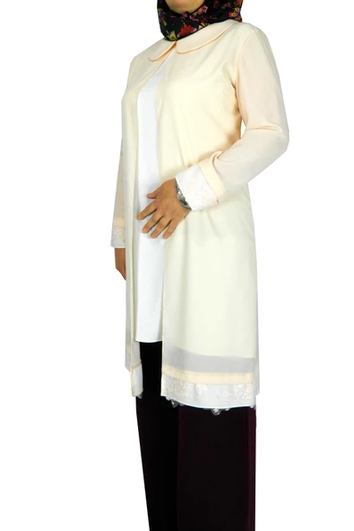 Kadın Somon Uzun Krep Tunik 22650 - 3