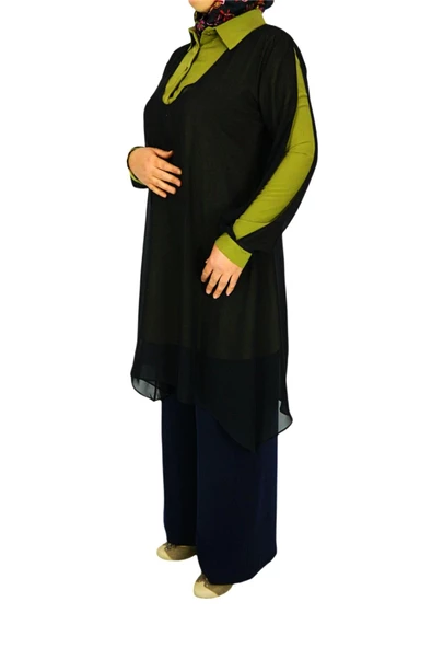 Kadın Siyah 2 li Şifon Tunik MS0217 - Resim 4