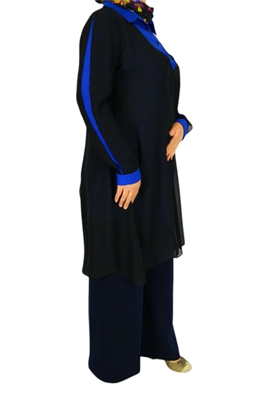 Kadın Siyah 2 li Şifon Tunik MS0217 - Resim 5