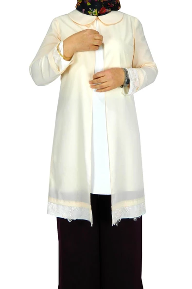 Kadın Somon Uzun Krep Tunik 22650 - 4