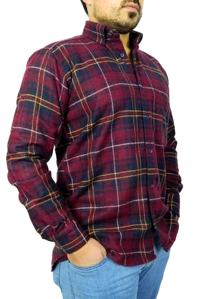 Erkek Regular Fit Pamuklu Oduncu Gömlek Bgl-st00813 - Resim 3