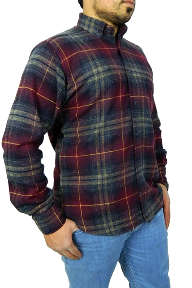 Erkek Regular Fit Pamuklu Oduncu Gömlek Bgl-st00813 - Resim 4