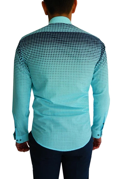 Erkek Silim Fit Puantiyeli Gömlek BGL-ST00992 - Resim 10