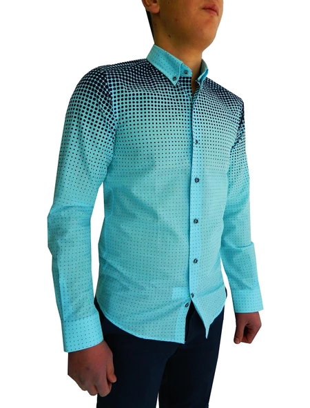 Erkek Silim Fit Puantiyeli Gömlek BGL-ST00992 ürün görseli