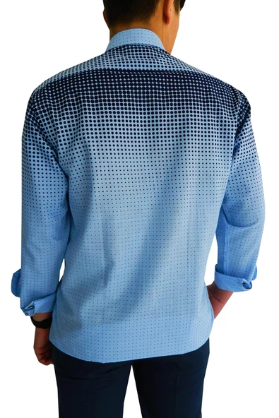 Erkek Silim Fit Puantiyeli Gömlek BGL-ST00992 - Resim 9