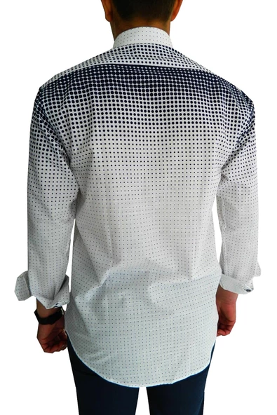 Erkek Silim Fit Puantiyeli Gömlek BGL-ST00992 - Resim 8