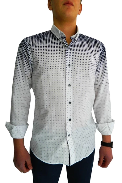 Erkek Silim Fit Puantiyeli Gömlek BGL-ST00992 - Resim 5