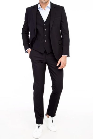 Erkek Takım Elbise Çift Yırtmaç Yelekli Silim Fit BGL-ST01244 ürün görseli