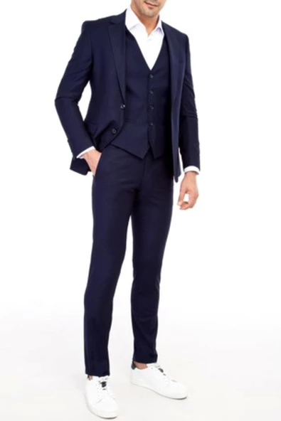 Erkek Takım Elbise Çift Yırtmaç Yelekli Silim Fit BGL-ST01244 - 3