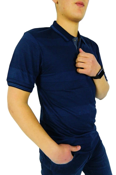 NAYKI ERKEK POLO YAKA RİNGEL JAKARLI T-SHİRT 19052 BGL-ST01043 - Resim 5