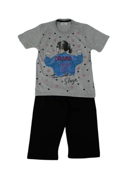 Kız Garson Boy Kısa Kol Kapri li Pijama Takım 12849 BGL-ST01181 - 4