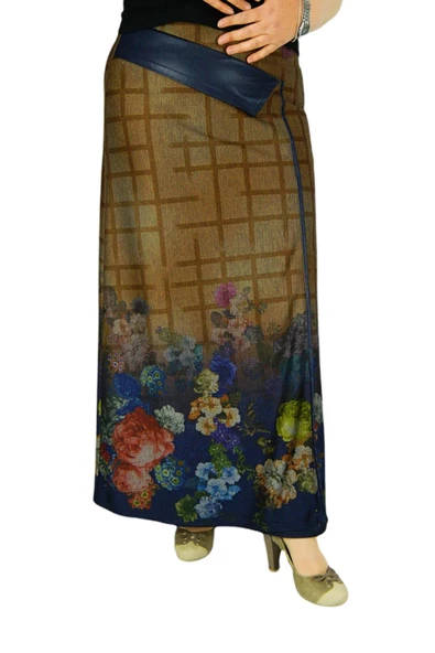 Kadın Uzun Etek Deri Kombinli BGLSZ16K206 - Resim 3