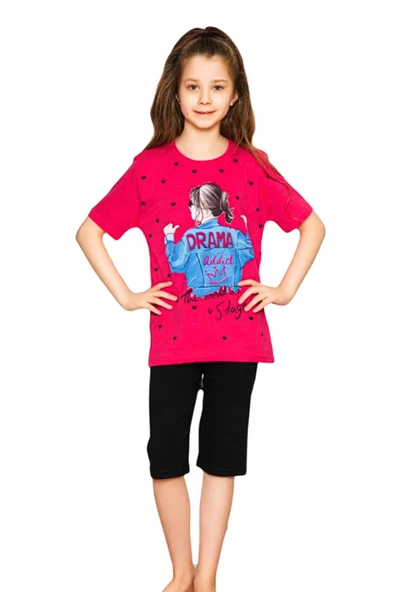 Kız Garson Boy Kısa Kol Kapri li Pijama Takım 12849 BGL-ST01181 - 2