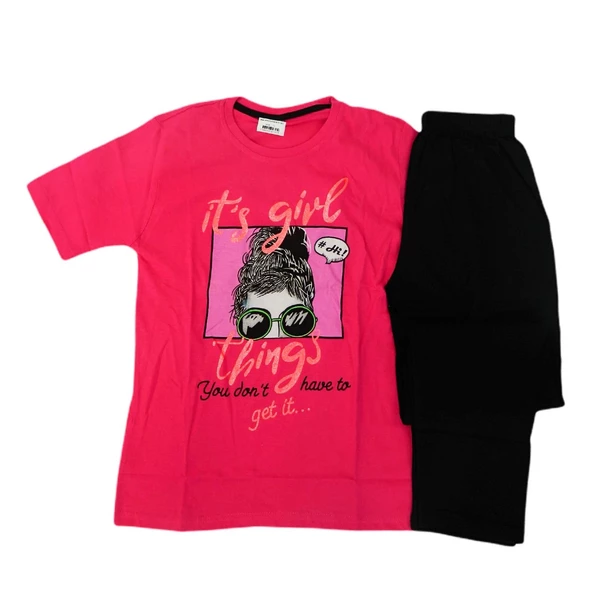 Kız Çocuk Kısa Kol Pantolon Pijama Takım 12832 BGL-ST01178 - 5