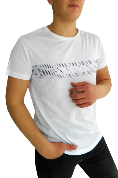 NAYKI ERKEK SIFIR YAKA PANO BASKILI PETEK SÜPREM T-SHİRT 2123 BGL-ST01 - Resim 3