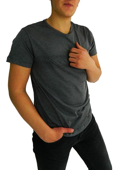 NAYKI ERKEK SIFIR YAKA PANO BASKILI PETEK SÜPREM T-SHİRT 2123 BGL-ST01 - Resim 5