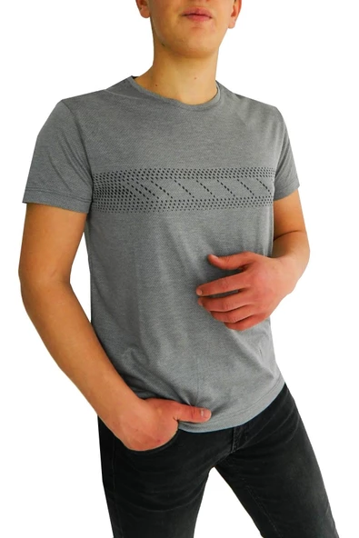 NAYKI ERKEK SIFIR YAKA PANO BASKILI PETEK SÜPREM T-SHİRT 2123 BGL-ST01 - Resim 6