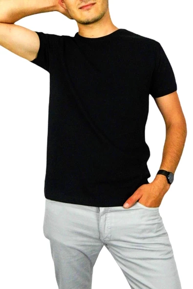 Erkek Büyük Beden Sıfır Yaka Tişört BGL-ST00488 - Resim 10
