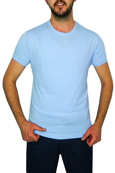 Erkek Büyük Beden Sıfır Yaka Tişört BGL-ST00488 - Resim 5