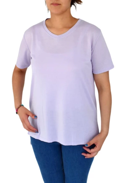 Kadın V Yaka Ön Kısa Arka Uzun Tişört BGL-ST02088 - Resim 8