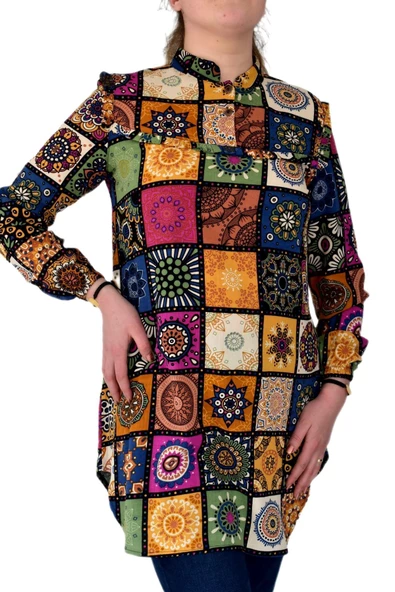 Kadın Etnik Desen Tunik BGL-ST02016 - Resim 4