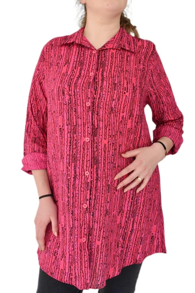 Kadın Çizğili Kol Kıvırmalı Tunik BGL-ST02106 - Resim 2