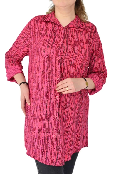 Kadın Çizğili Kol Kıvırmalı Tunik BGL-ST02106 - Resim 4