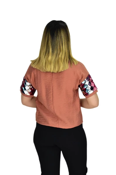 Kadın Payet Kol Pullu Bluz 19049 - 5