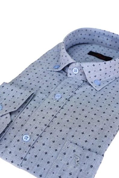 Erkek Uzun Kol Klasik Gömlek Puantiyeli BGL-ST01900 - Resim 5