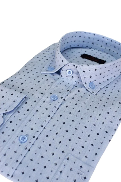 Erkek Uzun Kol Klasik Gömlek Puantiyeli BGL-ST01900 - Resim 6