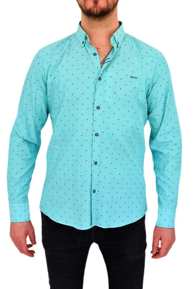 Erkek Puantiyeli Spor Gömlek DYM-9585 - Resim 2