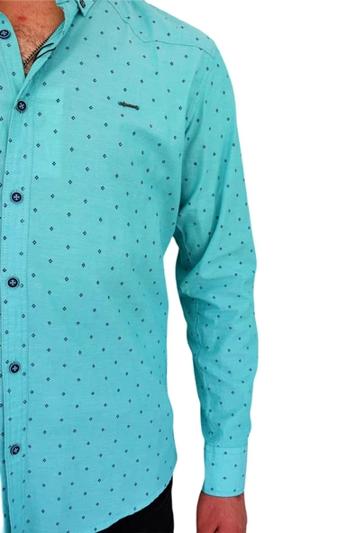 Erkek Puantiyeli Spor Gömlek DYM-9585 - Resim 8