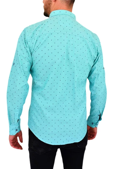 Erkek Puantiyeli Spor Gömlek DYM-9585 - Resim 6