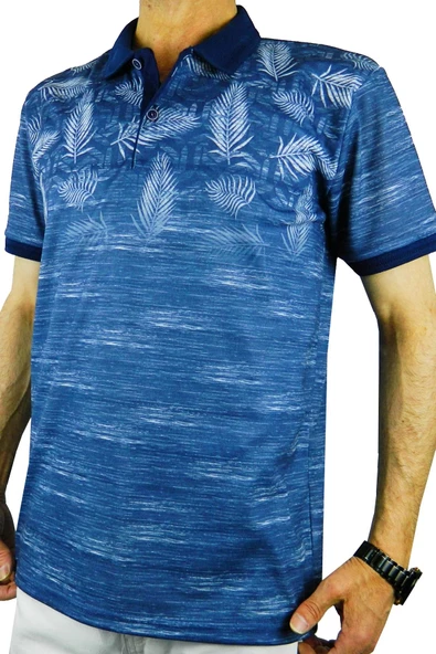 ÇİZGİ TRİKO ERKEK POLO YAKA PALMİYE TSHİRT 3514 - 2
