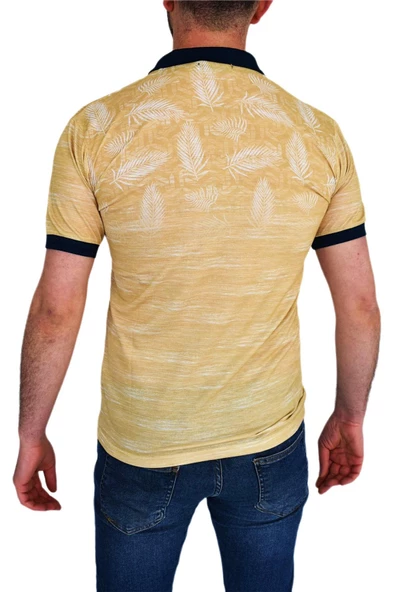 ÇİZGİ TRİKO ERKEK POLO YAKA PALMİYE TSHİRT 3514 - 7