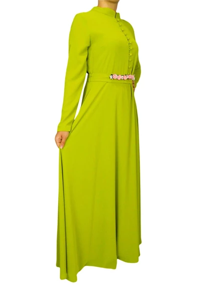 Kadın Yeşil Yuvarlak Yaka Elbise MSK1205 ürün görseli