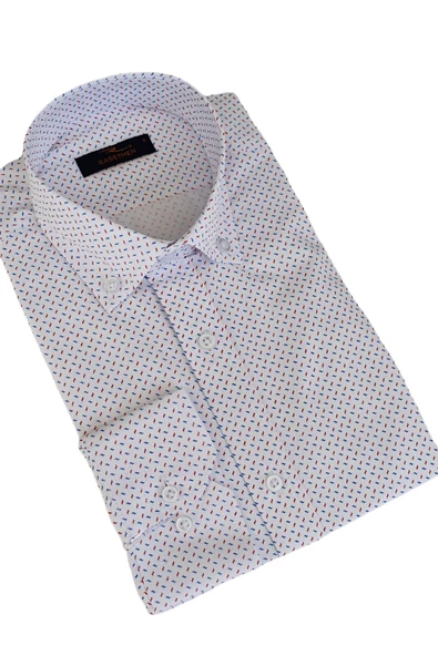 Erkek Silim Fit Uzun Kol Puantiyeli Gömlek BGL-ST01968 - Resim 6