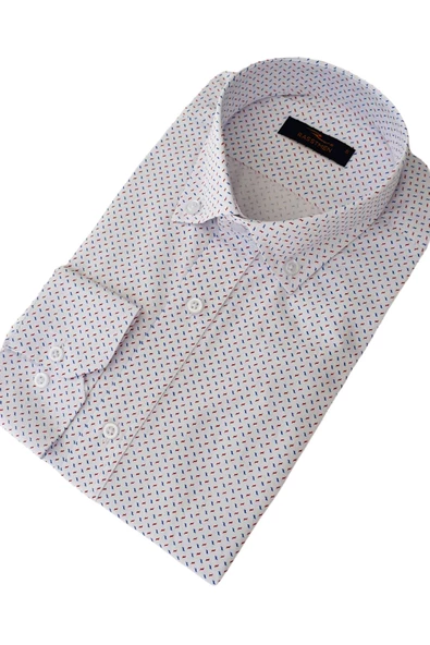 Erkek Silim Fit Uzun Kol Puantiyeli Gömlek BGL-ST01968 - Resim 4
