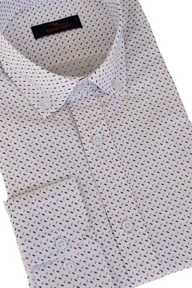 Erkek Silim Fit Uzun Kol Puantiyeli Gömlek BGL-ST01968 - Resim 9