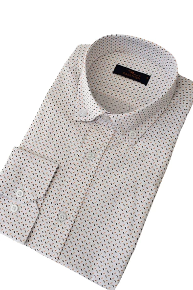 Erkek Silim Fit Uzun Kol Puantiyeli Gömlek BGL-ST01968 - Resim 7