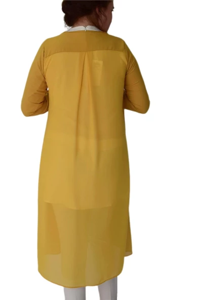Kadın Sarı Tunik 2 li Krep Şifon MS01161 BGL-ST02165 - Resim 4