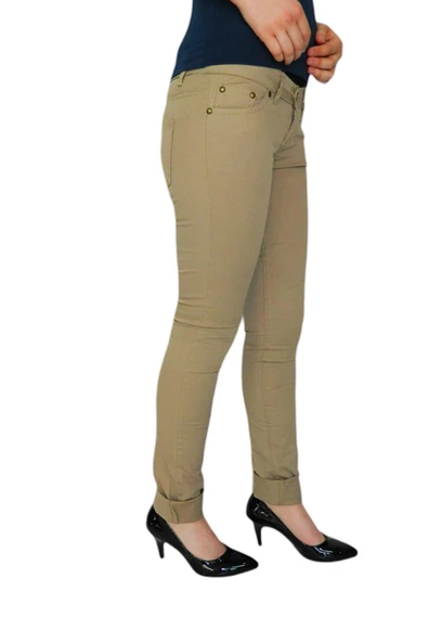 Kadın Kanvas Pantolon Düşük Bel BGL-0764 - Resim 4